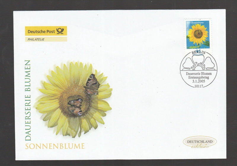 Germany 2005 - Flowers: Annual sunflower on beautiful FDC Sunflower