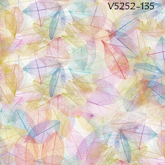 Wild Flowers Cotton Quilt Fabric by Hoffman BTY V5252-135 Pastel Leaf Flowering Plants