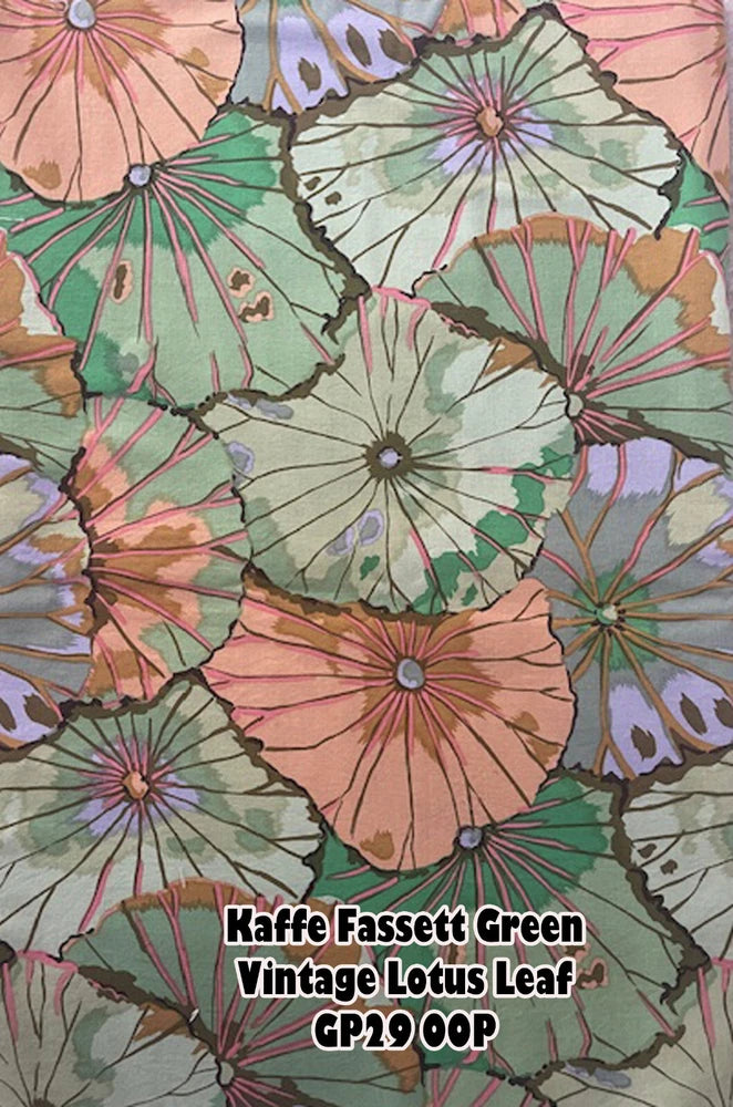 Kaffe Fassett Lotus Leaf- Green - GP29 - OOP - Rare- 1/3 yard Flowering Plants