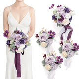 Ling's Moment Lilac and Gold Bridesmaid Bouquet Set of 4, Lilac Wedding Bouqu... Bouquet