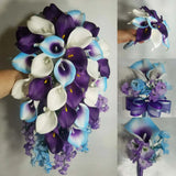 Light Blue Purple White Calla Lily Bridal Wedding Bouquet Accessories Bouquet