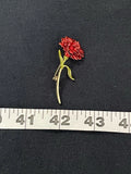 Red Carnation Enamel Pin Brooch Red Gold Tone Fashion Pin New Carnation