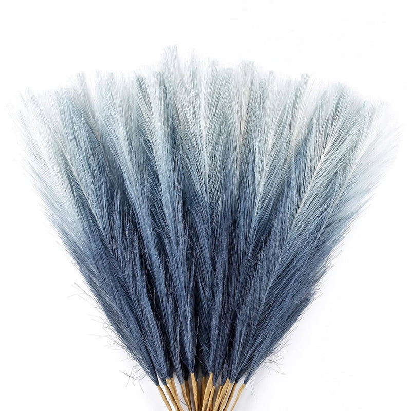 20Pcs Navy Blue Gradient and White Faux Pampas Grass Decor, 21.7" Pompas Gras... Pampas Grass