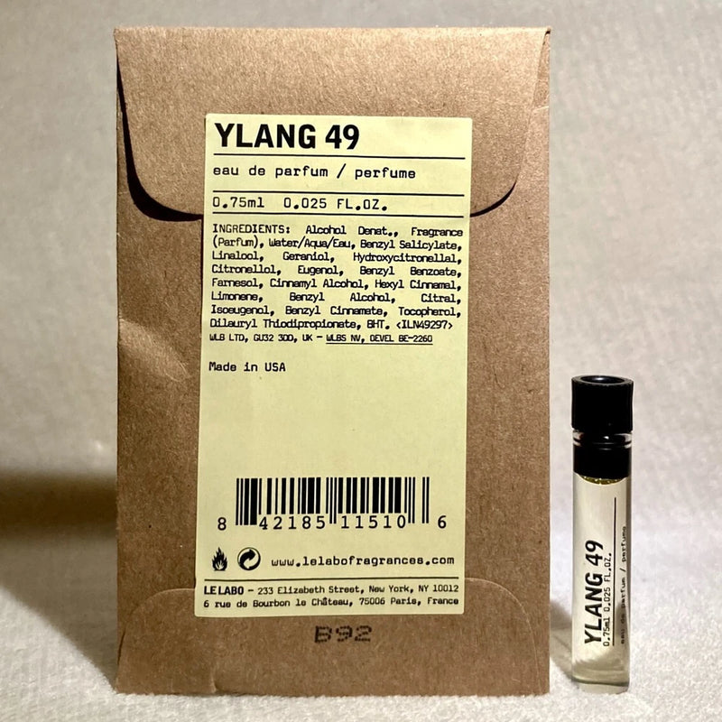 Le Labo Ylang 49 Eau de Parfum EDP Sample Vial .025oz, .75ml New in Pouch EDP