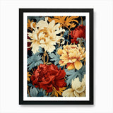 Peony Flower Pattern 1 Art Print Framed Wall Art Poster Canvas Print Picture Peony