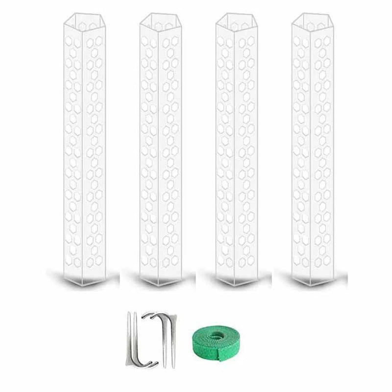 Transparent moss pole stake with clips and green moss roll