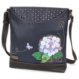 New Chala Sweet Messenger Crossbody  Bag Pleather HYDRANGEA Navy Blue gift Hydrangea