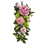 24'' Mixed Peony & Hydrangea Teardrop Pink Flower Home DŽcor Hydrangea