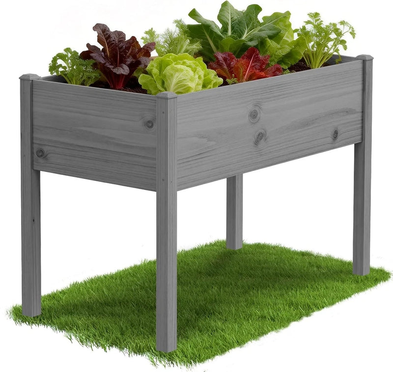 H&ZT Wooden Raised Garden Bed Outdoor with Legs Elevated Planter Garden Box Garden Plants