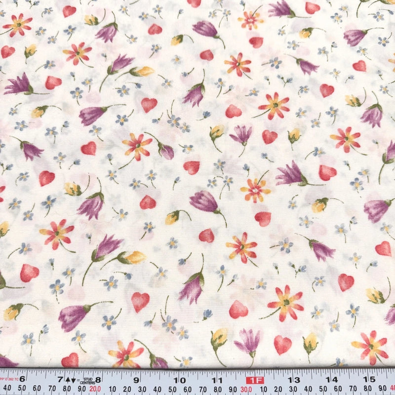 Vtg 2005 Garden Affair Floral Off White Classic Cottons Fabric by the HALF YARD Flowering Plants