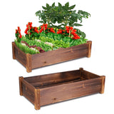 26"x13"x6" Raised Garden Bed Outdoor Solid Wood Planter fr Vegetable/Flower/Herb Garden Plants