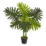 Nearly Natural 3ft Philodendron Artificial Plant (Real Touch) in Green Green Plant