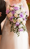 Cascading Custom Bridal Bouquet- Lavender Blush lvory Wedding Flowers Ranunculus