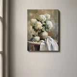 Beautiful Painting White Hydrangeas Flower Metal Print Ready to Hang Hydrangea