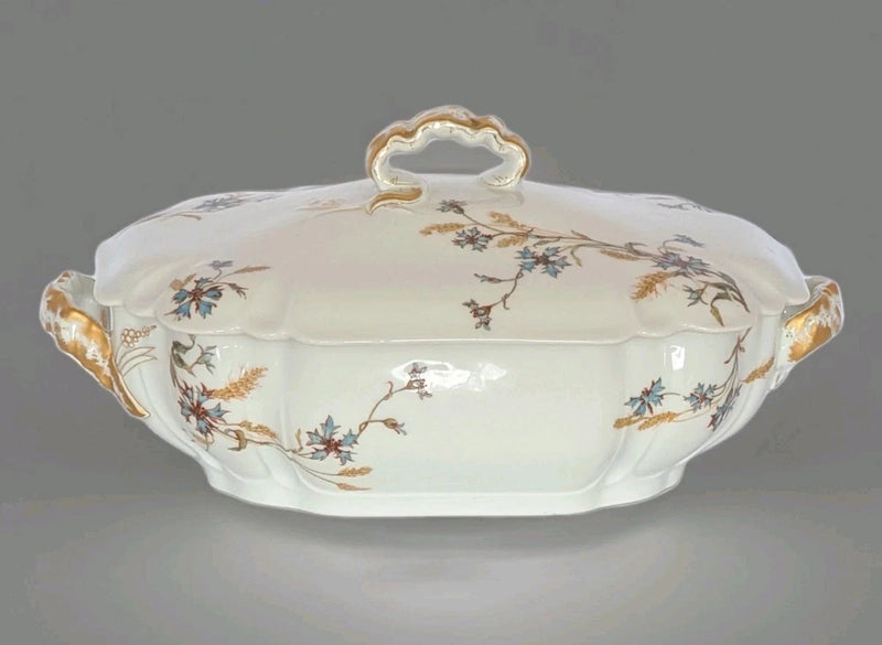 VTG Haviland Co Schleiger 73 Soup Veg Tureen Limoges France Blue Carnation 2347 Carnation