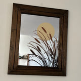 Vintage MCM 1970's Ann Lynn Serigraph Hand Made Pampas Grass Against Sun Or Moon Pampas Grass