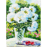 Hydrangea Painting Oil Impasto Still Life White Flower Art Book Shelf Decor 8_6" Hydrangea