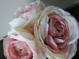 PALE BLUSH PEONIES ARTIFICIAL HOME DECOR PLANTER VASE Peony