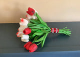 24 stems red/white, red and white tulip bridal bouquet Bouquet