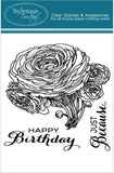 RANUNCULUS FLOWERS Stamp Set Clear Unmounted Rubber Stamps TECHNIQUE TUESDAY New Ranunculus