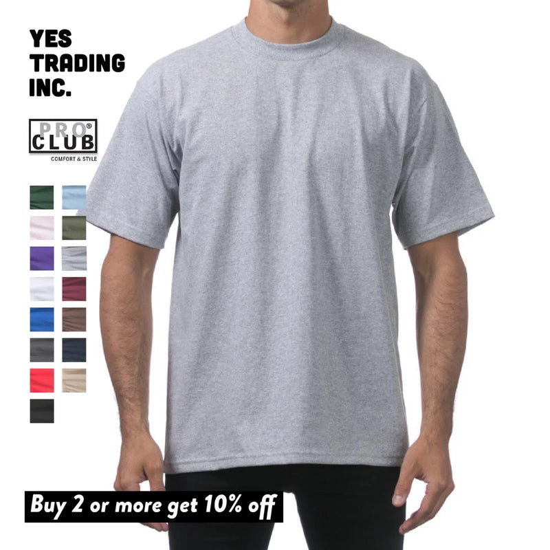 Men's heavyweight gray crewneck T-shirt with PRO CLUB logo