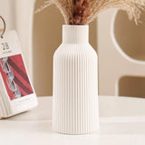 Bohemian White Ceramic Vase Pampas Grass Mantel Bookshelf Entryway & Living Room Pampas Grass