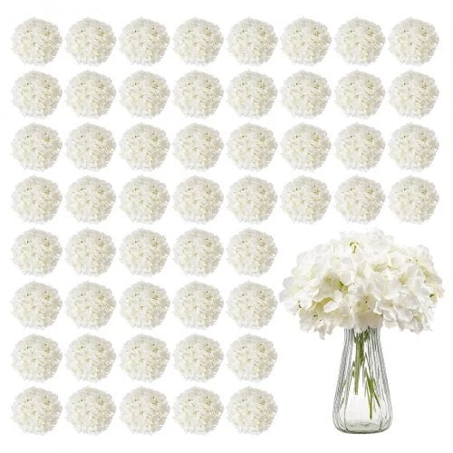 Artificial Flowers,65 pcs Real Looking White Silk Fake Hydrangea Bulk,White Faux Hydrangea