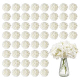 Artificial Flowers,65 pcs Real Looking White Silk Fake Hydrangea Bulk,White Faux Hydrangea
