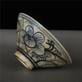 4.72" Chinese Blue and White Porcelain Qing Peony Flower Design Bowl Decor Gift Peony
