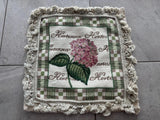 NEW Handmade Wool Needlepoint Throw Pillow Cover Hydrangea Botanical Flower 18" Hydrangea