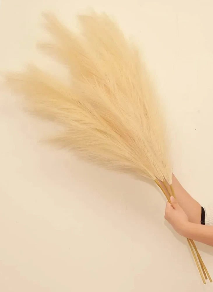 45" Faux Pampas Grass Decor No Shed Pet Child Safe Fluffy Beige 3 PC Tall Large Pampas Grass