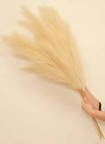 45" Faux Pampas Grass Decor No Shed Pet Child Safe Fluffy Beige 3 PC Tall Large Pampas Grass