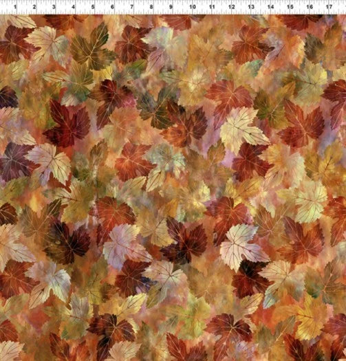 Tossed Autumn Leaves Cotton Print "Falling Leaves" by Jason Yenter Flowering Plants