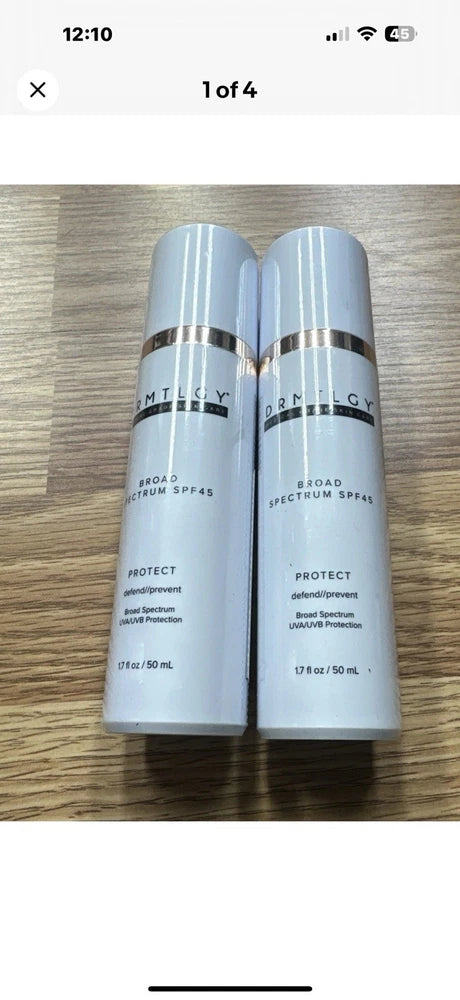 2 X DRMTLGY Broad Spectrum SPF 45 PROTECT - 1.7 fl oz - EXP 11/26 Bouquet