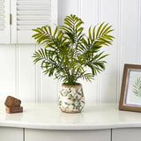 Mini Areca Palm Artificial Plant Floral Vase Small Indoor Tabletop Home Decor Green Plant