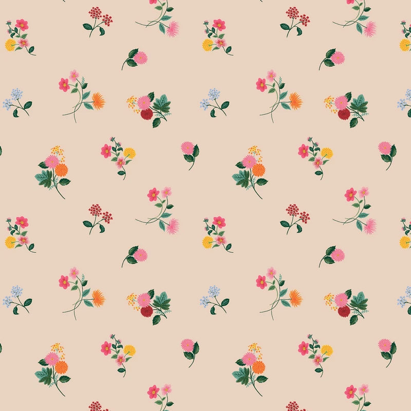 Rifle Paper Co. Ditsy Dahlia Fabric: Blush Cotton Blooms Flowering Plants