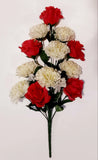 Hot Pink & Cream 12 Blooms 19" Bush Silk Flower Home Outdoor Decor Craft BP2186 Carnation
