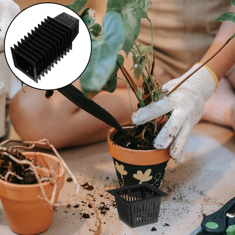 20pcs Square Plastic Mesh Net Cup for Hydroponics - 1.5inch Garden Slotted Garden Plants