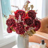 Peony Artificial Flowers Bouquet 17.7" Faux Silk Arrangements Fake Peonies Pl... Hydrangea