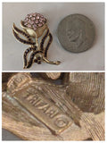 Vintage Trifari Alfred Philippe Pink Stone Gold Tone Hydrangea Flower Pin Brooch Hydrangea