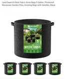Land Guard 4-Pack Fabric Grow Bags 5 Gallon, Thickened Nonwoven Garden Pots Garden Plants