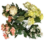 Artificial Silk Flowers Bushes LARGE Blooms Roses Hydrangea Peony Dogwood Decor Peony