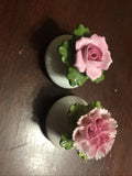 Vintage Denton England Rose Carnation Salt Pepper Shakers Porcelain Flowers... Carnation