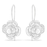 Vintage Romance Peony Flower Sterling Silver Slide-Through Dangle Earrings Peony