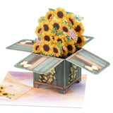 Giiffu Sunflower Bouquet 3D Pop Up Card, Handmade Popup Greeting Cards for All Sunflower