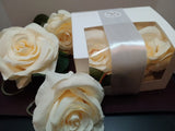 4 X Peony Roses Bridal Bouquets Faux Silk Flowers Ivory 10cm Heads Bouquet