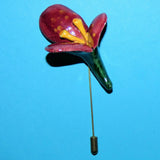 Vintage Calla Lily Stick Pin Brooch Bog Arum Lilies Flower Handmade Painted Lily