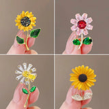 Fashion Gold Plated Sunflower Flower Crystal Brooch Pin Women Wedding Party Gift Sunflower