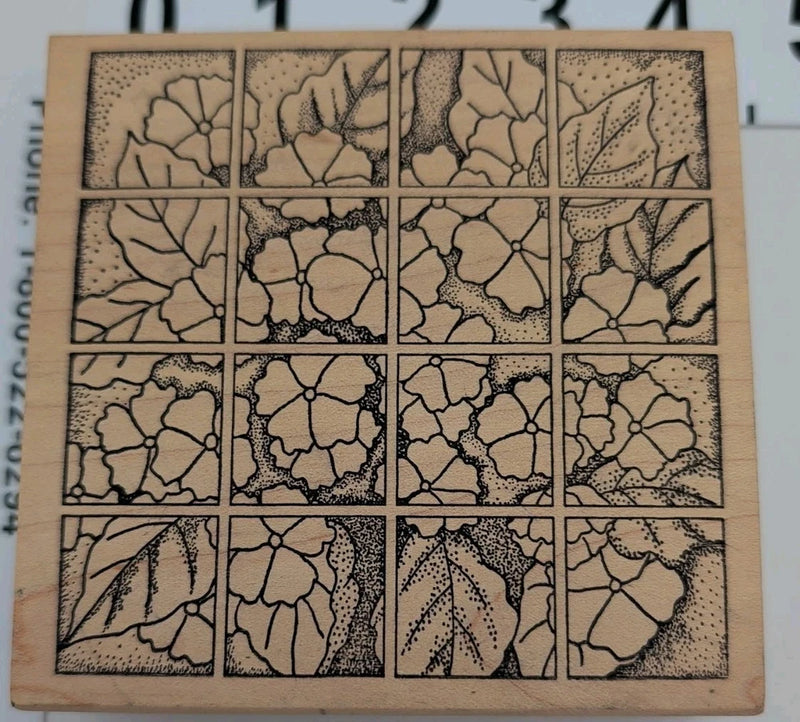 Magenta Rubber Stamp Hydrangea Squares Background Floral Botanical Card Hydrangea