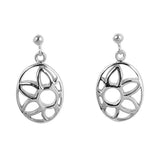 High Polish Oval Cutout Sunflower Flower Sterling Silver Garden Nature Earrings Sunflower